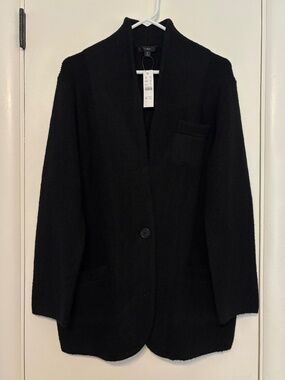 J. Crew #BA551 Women's Wool-Blend Cocoon Sweater-Blazer M Black NWT Pockets